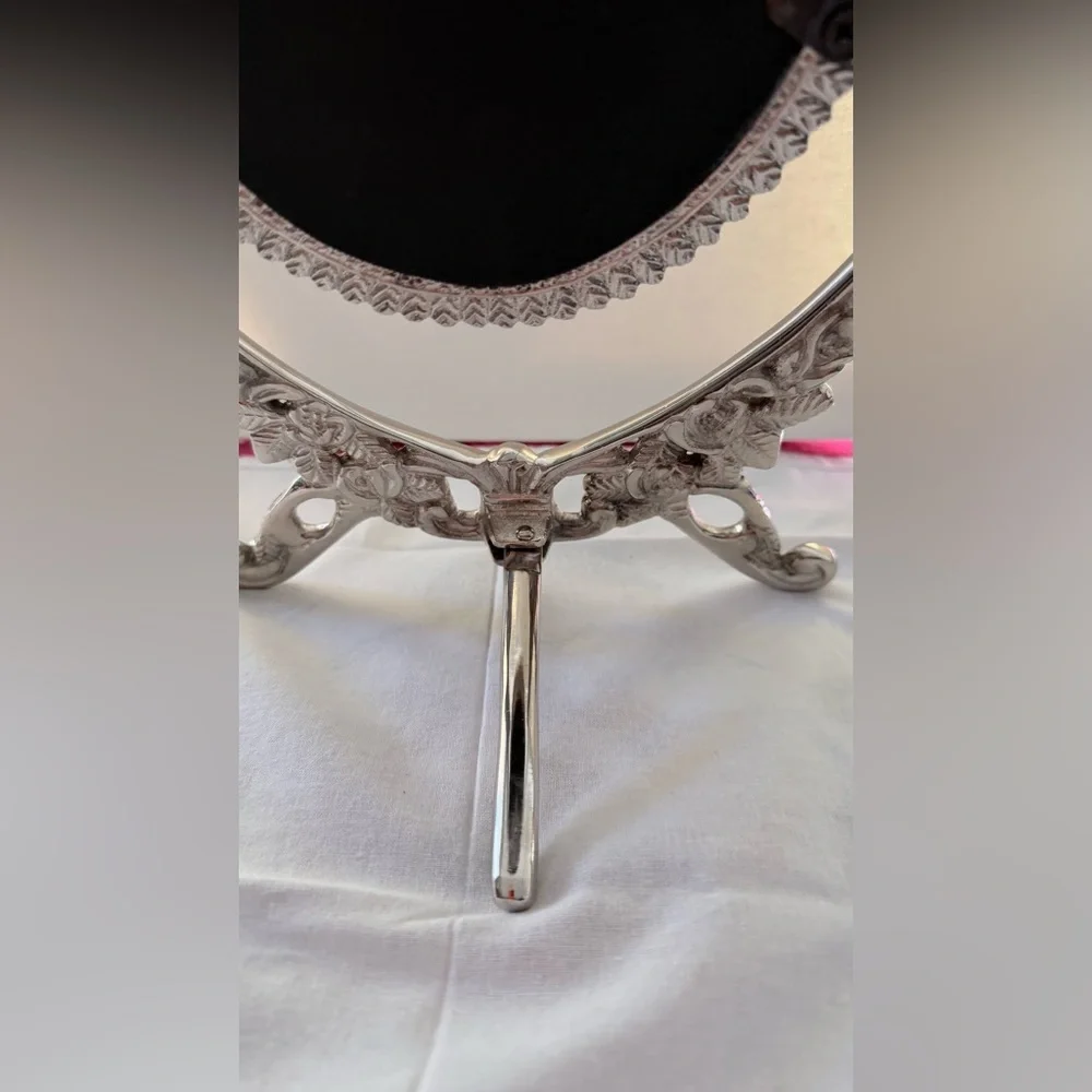 Elegant Silver Oval Vanity Mirror brass adjustable